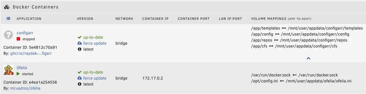 Unraid Setup with the containers